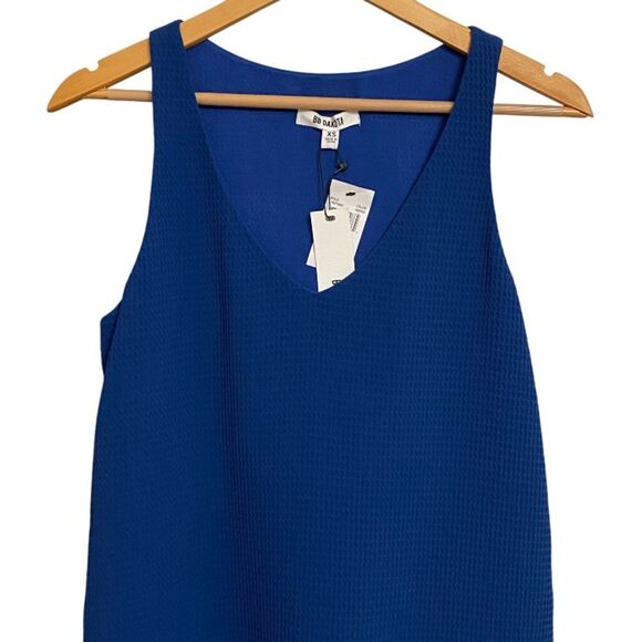 BB Dakota Sleeveless Waffle Knit Dress Size XS Textured V-Neck Indigo Blue - Picture 4 of 14